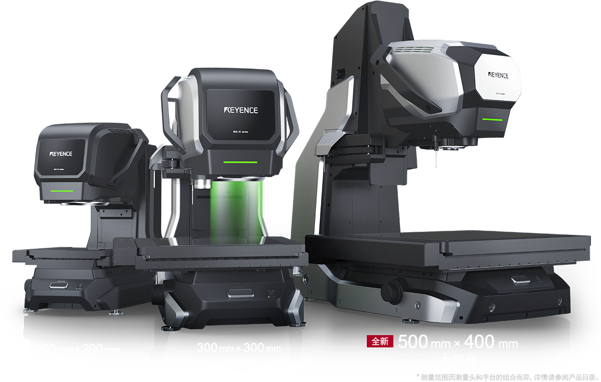 广视野 IM 测量头・高倍率 LM 测量头 ／ 200 mm × 200 mm 小平台・300 mm × 300 mm 中平台・500 mm × 400 mm 中平台